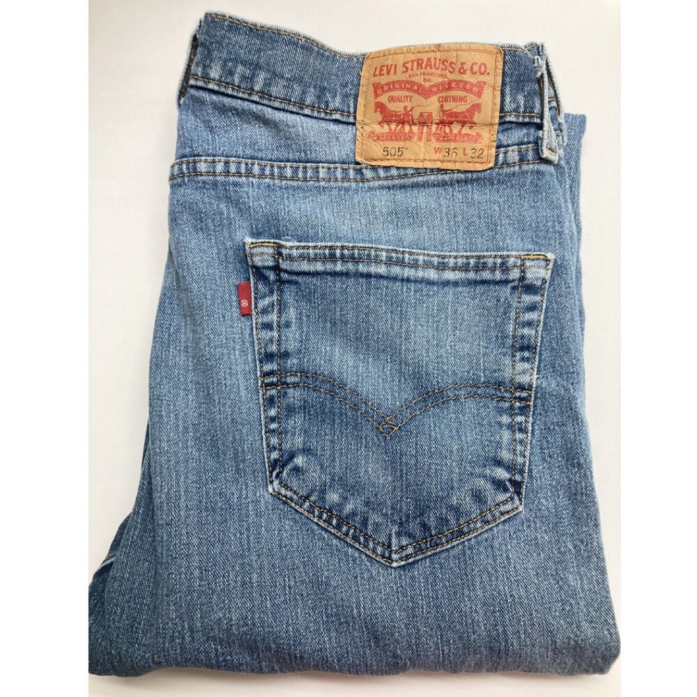 Levi’s 505 Regular Fit Straight Leg Jeans 36x32 Light Wash 100% Cotton